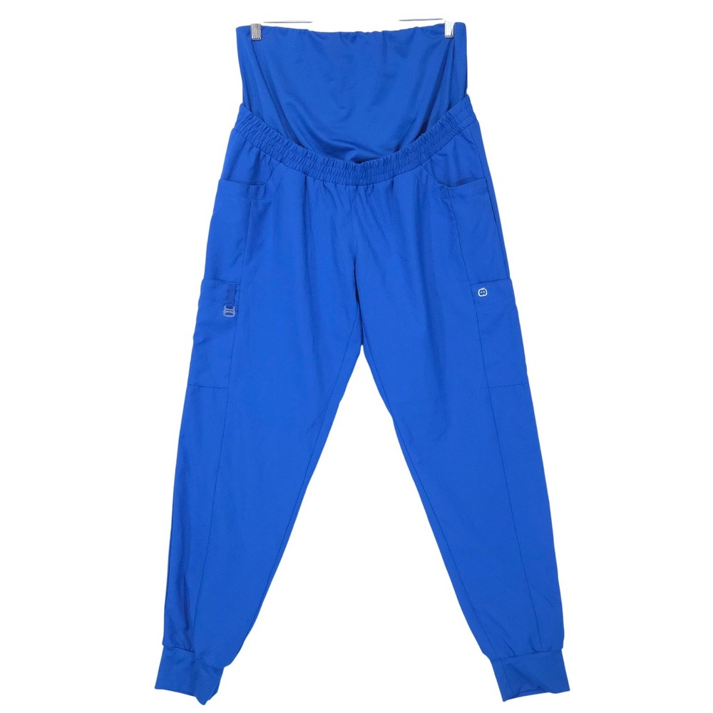 WonderWink W123 Maternity Scrub Jogger Pants M Royal Blue Cargo Uniform